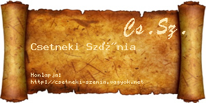 Csetneki Szénia névjegykártya